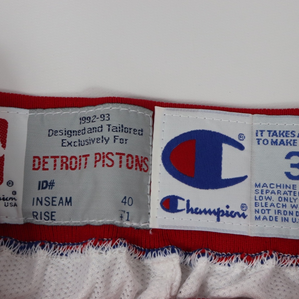 Vtg Champion Mens 36 Detroit Pistons Pants White - Picture 6 of 8